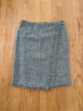 Ralph Lauren Classic Wool Tweed Pencil Skirt in Heather Gray